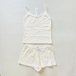 BNWT Brandy Melville/John Galt yellow duck pointelle bow skylar tank top pajama